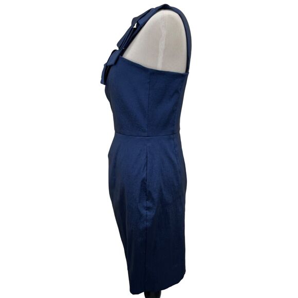 Eliza J SZ 4 One Shoulder Cocktail Party Dress Taffeta Royal Blue Wedding Guest - Picture 4 of 8